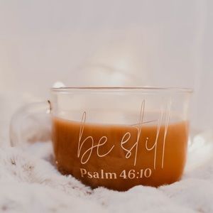 “Be still” Bible Verse Glass Coffee Mug